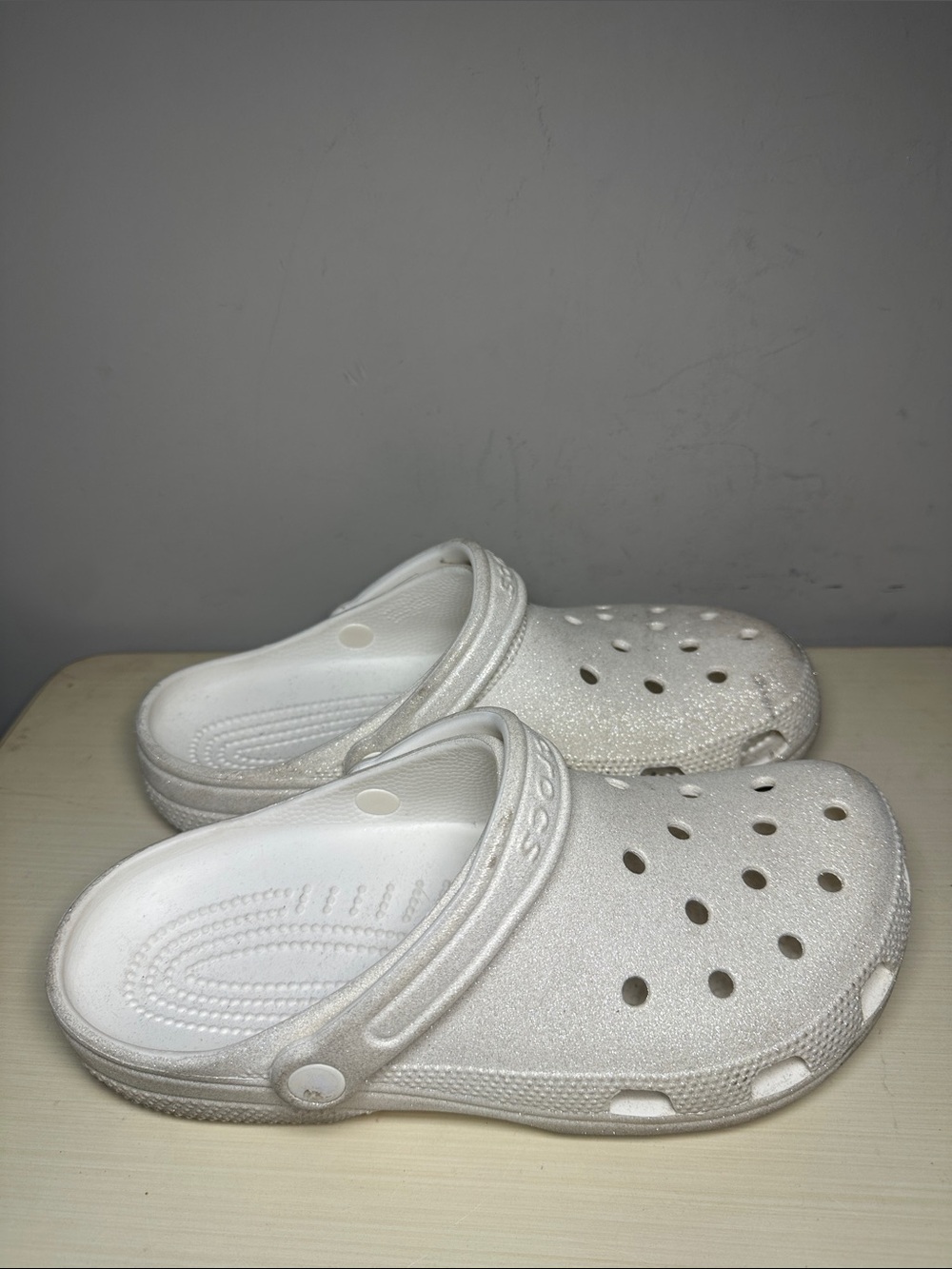 CROCS classic White with Glitter shoes